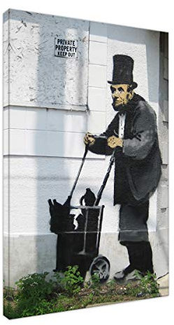Banksy - Old Man 50x70cm - Bilder Leinwanddrucke/Wandbilder Street Art Graffiti Kunstdruck 2cm (div. Varianten/Größen) - Leinwandbild Wandbild/fertig aufgespannt/fertig zum aufhängen