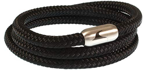 WAVEPIRATE® Segeltau-Armband Storm ST Schwarz/Silber 68 cm Edelstahl-Verschluss in Geschenk-Box Surfer Männer Herren