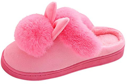 DAY8 Pantofole Donna Peluche Orecchie Coniglio Ciabatte Casa Donna Pelose Invernali Antiscivolo Scarpe Morbide Eleganti Ragazza (Rosa, 37 EU)