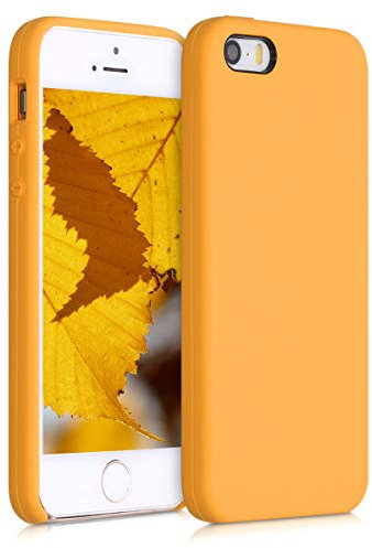 kwmobile Hülle kompatibel mit Apple iPhone SE (1.Gen 2016) / iPhone 5 / iPhone 5S Hülle - Silikon Handy Case - Handyhülle weiche Oberfläche - kabelloses Laden - Mango