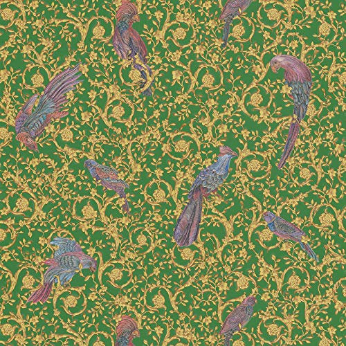 Papier peint oiseaux Papier peint intissé Vert Métallique Violet 370533 | Papier peint livré à domicile