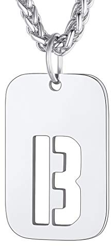 Richsteel Edelstahl Dog Tag anhänger Buchstabe B Halskette mit Geschenkebox für Geburtstag Weihnachten