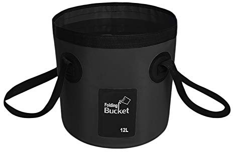 Faltbarer Eimer, 12 L Multifunktions Falteimer, Outdoor Faltschüssel, Waschbecken Zusammenklappbarer, Camping Eimer fürReisen im Wandern, Schwarz