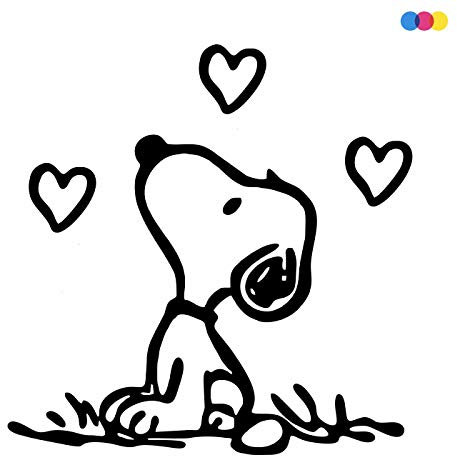Adhesivo de Snoopy con corazones - Joe Cool - Peanuts - Perro ideal para PC portátil coche - moto - scooter - camión - paredes - cómic Decal Negro 16 x 14 cm