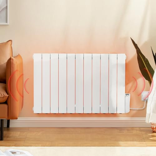 BTGGG 1800W Electric Oil Filled Radiators Wall Mounted Electric Heater 11 Fins Energy Efficient Electric Radiators with 7 Days/24H Timer and Thermostat,LED Display & Safe Lock for Home Use