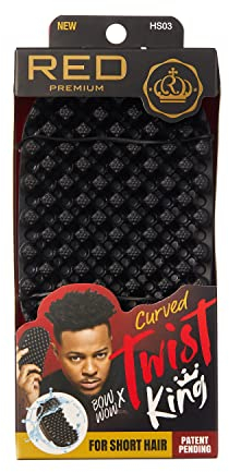 Red by Kiss Bow Wow X Twist King Luxury Twist Styler lavable, duradero, sin migas, cepillo giratorio para rizos afro (curvado y denso)