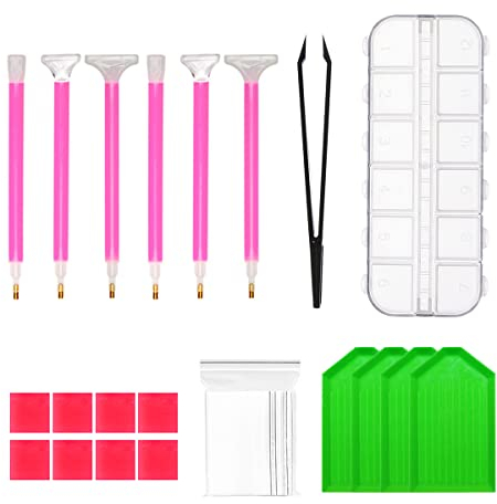Jagowa Diamond Painting Tool Set DIY Toolkit Point Diamond Storage Case Stitch Cross-Stitch Kit with Slot Case