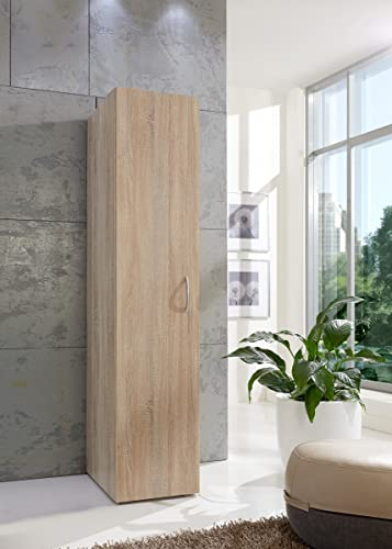 möbelando Mehrzweckschrank Multiraumkonzept in Eiche SAEGERAU-NACHBILDUNG mit Einer Tür und 6 Einlegeböden. Abmessungen (BxH) 50x185 cm