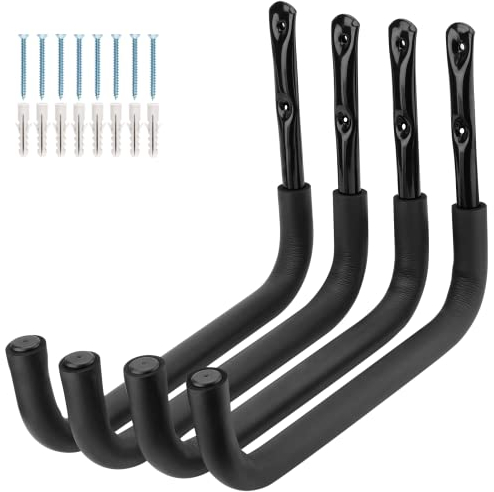 PiPaFox An der Wand befestigter riesiger Garagenspeicher-Haken, 39CM Hochleistungsdienstprogramm, das Zahnstange für Surfbrett, Leiter, Kajak hängt
