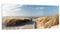 DEQORI Küchenrückwand Glas | Motiv Strandaufgang am Meer | 125x50 cm | Bad- oder Herd-Rückwand | Herdblende Spritzschutz für Küche & Badezimmer | Moderne Deko für Fliesenspiegel