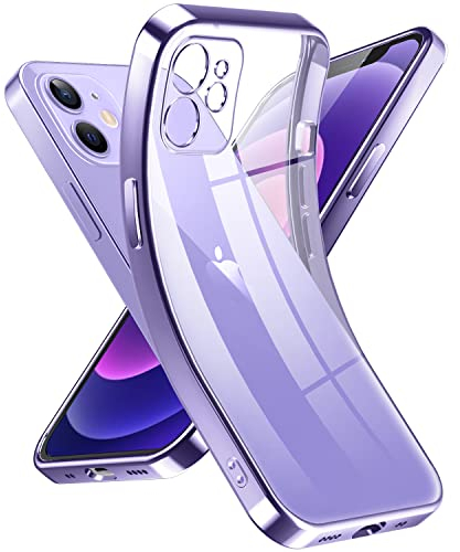 Supdeal Crystal Clear Hülle für iPhone 12 Mini, Niemals gelb mit Kameraschutz, Silikon Durchsichtig Handyhülle Weicher Passform, Ultra Dünn und Leicht Case Cover, 5,4, Lila