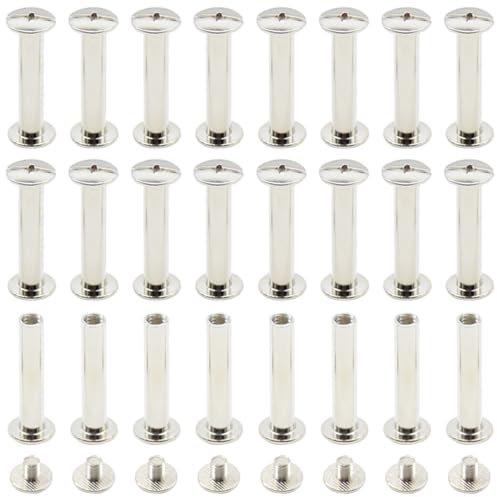 CEEYSEE 100 Pezzi (50 set) Viti Per Rilegatura M5x25mm Viti Chicago Vite a Testa Piatta Rivetti Vite Viti Rilegatura Kit Per Decorazione in Pelle, Album e Fai Da Te (M5 x 25mm)