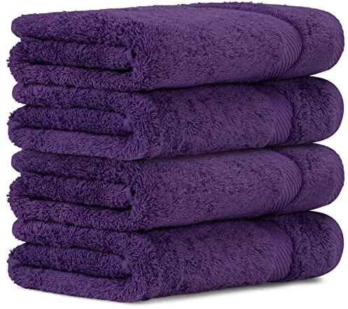 Luckytowel Handtücher Set 50x100 cm 100% Baumwolle, Handtuch-Set 4er Pack Lila
