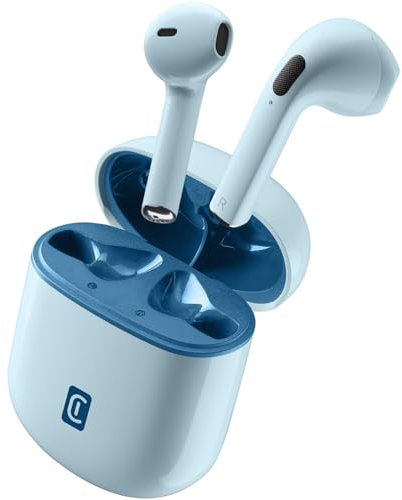 cellularline | WIRELESS HEADSET STYLE COLOR | Auricolari Bluetooth con Custodia di Ricarica in Match Colore - Talk Time 3 ore - Play Time 4 ore - Total Play Time 24 ore - ChargingTime 2 ore (Blu)