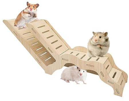 Hamster Kletterleiter Holz Kletterspielzeug Hamstertunnel und Brücke Hütte Übungsplattform Dekorative Landschaftsgestaltung für Rennmäuse Mäuse und kleine Tiere