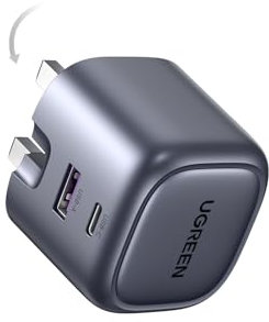 UGREEN USB C Charger PD 35W USB C Plug Nexode 2-Port Compact Fast Charger Plug Foldable GaN Charger Compatible with iPhone 16/15/14/13/12, Galaxy S10-S24 Series, Pixel 9/8/7/6, MacBook Air M1/M2
