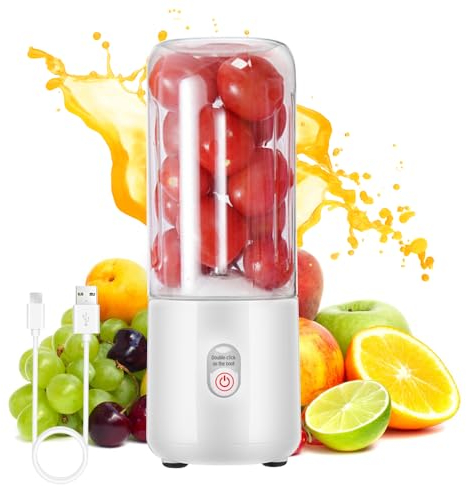 Fivtsme Frullatore Portatile,Mini Frullatore Portatile,500ml,USB Ricaricabile,Frullatore Portatile Fresh Juice,Smoothie Frullatore Portatile con 6 Lame in Acciaio Inox per Viaggi, Ufficio e Sport