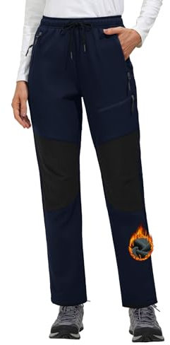 Femme Pantalon Ski Imperméable Softshell Thermique Étanche Coupe-Vent Hiver Pantalon de Montagne Neige Escalade avec Poches