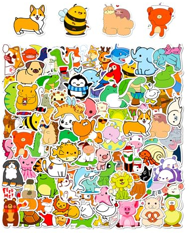 NyxSeat 100 Pieces of Children’s Stickers, Cute Animal Stickers, Waterproof Animal Cartoon Pattern Sticker Set, Notebook, Water Cup, Luggage Decoration, Mobile Phone, Refrigerator Decoration
