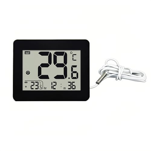 Termometro Digitale Lancoon da Interno/Esterno, Display HD LCD Max/Min, Misura la Temperatura dell'Acqua del Bagno con Sonda Sensore Impermeabile per Bagno Camera da Letto Soggiorno