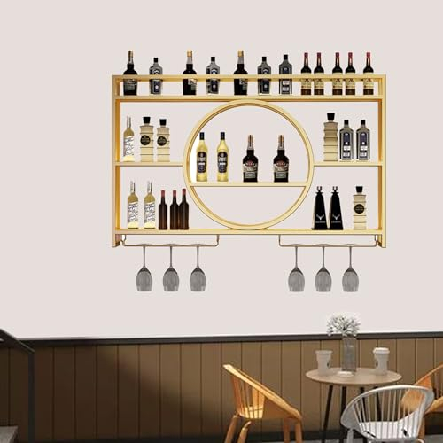 Botellero Vino Pared para Vinoteca Garrafeira Wine Rack Mueble Bar Mini Bar para Casa Salon Vinotecas con Soporte para Copa de Vino Estantes de Almacenamiento para Cocina Despensa Bodega Bar ( Color :