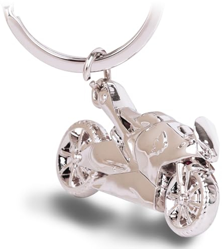 GZXYA Motorrad Schlüsselanhänger,Glücksbringer Anhänger für Motorradfahrer Geschenke,Ein Schutzengel Schlüsselanhänger Geschenk für Fahrer Freunde,Fahre Vorsichtig Oder Auto.(A Silbrig 1551)