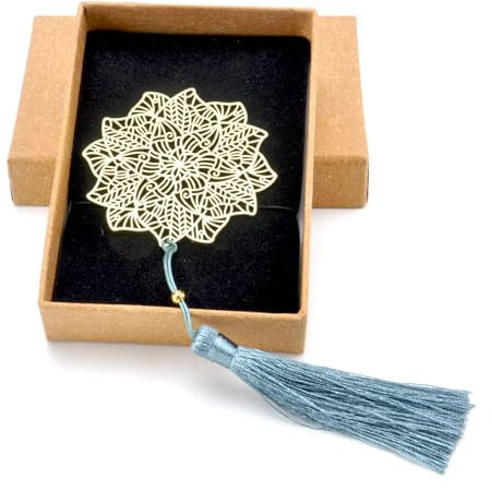 BRISKORE Lesezeichen Metall mit Quaste, Personalisiertes Lesezeichen Mädchen Booklover mit Schachtel, Mandala Blume Lesezeichen Personalisiert Geschenke für Teenager Mädchen Buchliebhaber Kollegen usw