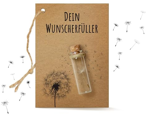 Bolson kleiner Wunscherfüller - echtes Pusteblumenschirmchen im Glas - Wunschblume für deine Wünsche - handgefertigt in Deutschland - perfekte Geschenkidee für Geburtstag, Hochzeit, Abschluss