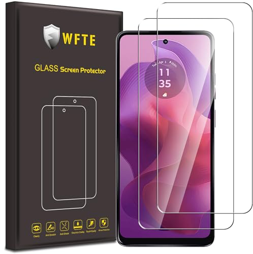 WFTE [Lot de 2 Verre Trempé pour Motorola Moto G24/G24 Power, 0,26mm Film de Protection D'écran avec Haute Transparence à 99%, Anti-trace Protecteur avec Dureté 9H Glass pour Moto G24 5G
