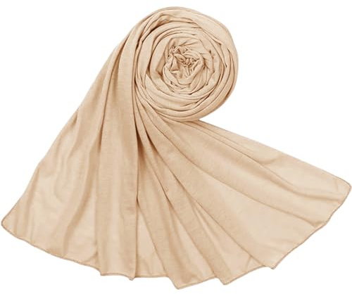 Piewag Hijab-Schal für Damen, weiche Baumwolle, muslimischer Jersey, Hijab, Kopftuch, modisch, langer Schal, aprikose, Einheitsgröße
