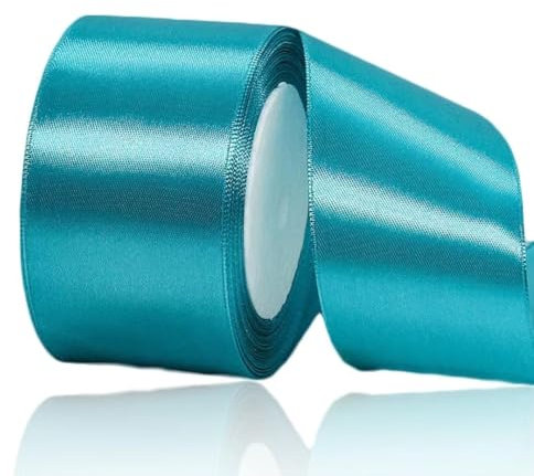 Geschenkband Türkisblaues 50 mm Breit,23 Meter Satinbänder Türkisblaues Stoff Schleifenband Kunsthandwerk,Hochzeitsdekoration, Weihnachten, Haarbögen, Blumensträuße, Geburtstag und Geschenkverpackung
