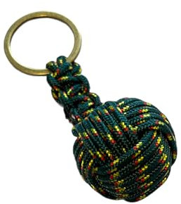 BLUECHOLON Porte-clés boule cordon ou cuir, porte-clés homme femme tressé en forme de boule. Porte-clés voiture moto, Vert (Multi Large), Taille Unique