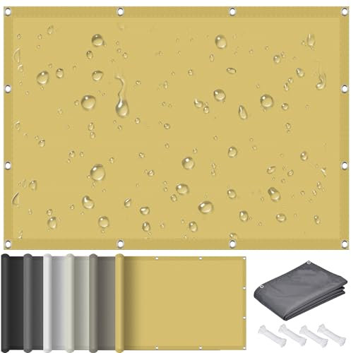 Vela de Sombra Solar Rectangular 90 x 240 cm Toldo de Vela Parasol Lona Protector Impermeable Tela Oxford Resistente Toldo Vela Parasol para Balcon Patio Jardín, Color Crema