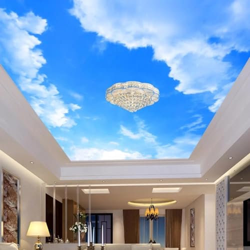 MIXUEXUNLU 3D-Fototapete, blauer Himmel und weiße Wolken, Deckengemälde, Wohnzimmer, Schlafzimmer, Decke, Hintergrund, Dekoration, Malerei