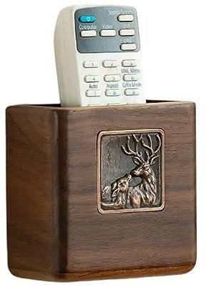 Soporte de Control Remoto Soporte for mando a distancia de madera maciza, soporte for caja de almacenamiento for mando a distancia de TV, organizador de carga de teléfono sin agujeros, contenedores de