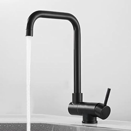 ZYCDP Wasserhahn Küche Klappbar Küchenarmatur Edelstahl, Spültischarmatur Küche Vorfenster Küchenarmatur Klappbar Einhebelmischer Küche Schwarz