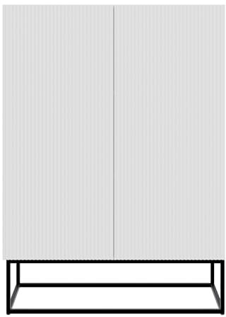 Selsey Kommode Schrank Aufbewahrungsschrank 90 cm 2 Türen 3 Fächer Weiß Schwarze Beine Veldio