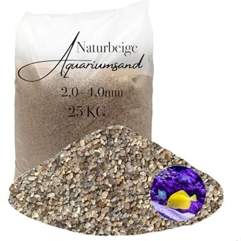 Aquagran Aquariumsand Aquariumkies beige im 25 kg Sack, kantengerundet, gewaschen, ungefärbt 2,0-4,0 mm