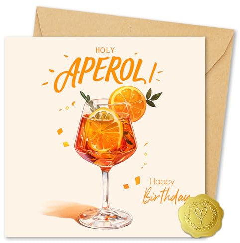 Vielucks Holy Aperoli Geburtstagskarte mit Umschlag und Aufkleber,Schöne Lustige Geburtstagskarte für Frau Freundin Freunde Mann,aperol geschenk deko - Happy Birthday