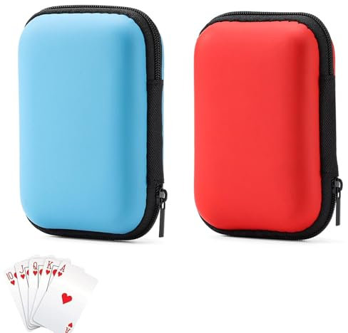 Playing Card Case for UNO, Card Game Holder, Portable Storage Box, Blue and Red, 2 Pieces