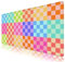 Extended Gaming Mouse Pad Mat- Large Desk Mat Non-Slip Rubber Base Computer Desktop Laptop Keyboard Mouse Mat Stitched Edges, 35.4 x15.75 inch XXL Waterproof Mousepad for Work & Game, Colourful Check