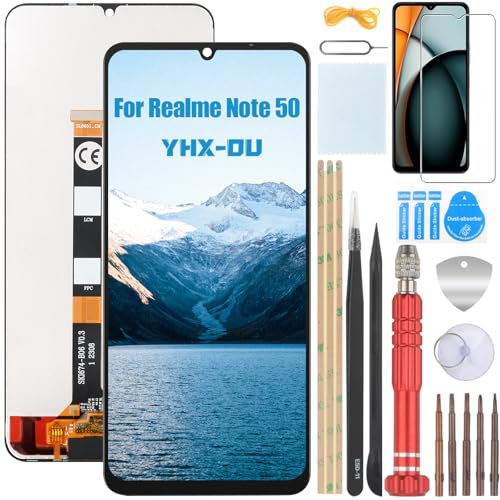 YHX-OU Pantalla LCD para Realme Note 50 4G RMX3834 Pantalla Reemplazo para Realme Note 50 4G LCD Digitalizador de Repuest Asamblea con Herramientas(Negra)
