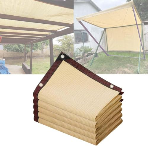 90% Sun Shade Cloth Beige Shade Fabric Mesh Tarp With Grommets 1x1m 3x4.0m 6x5m 8x9m 10x10m Shade Cover For Pergola, Deck, And Backyard Patio Sunshade,One Color,3x8m(10x26ft)