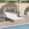 Xichuzi Doppel-Sonnenliege mit Dach und Auflagen Beige Poly Rattan, Gartenliege, Liegestuhl, Sonnenstuhl, Sonneninsel Outdoor, Liegen, Gartenmöbel, Bäderliege, Relaxliege - 368641