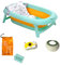 JIRAFFITY Bañera Plegable Bebé - Bañera portatil con cojin antideslizante, Gorro de Ducha, Esponja y Bolsa – Bañera bebe plegable ideal para niños de 0-3 Años