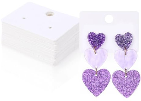 TIESOME 200 Stück Ohrringe Displaykarten, 4.5*3.2cm Kraftpapier Ohrringe Karten Ohrring Aufbewahrung Schmuck Display Ohrstecker Aufbewahrung Hängen Ohrringkarten für DIY Ohrstecker und Ohrringe(Weiß)