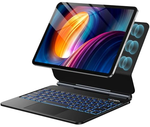 Vobafe Tastatur Hülle für iPad Air 11 Zoll M3 2025 M2 2024/Air 5. 4. Generation, Magic Keyboard iPad Pro 11 M4 2024 5/4/3/2/1, 7-Beleuchtete Magnetische Freischwebende, Multi-Touch Trackpad, Schwarz