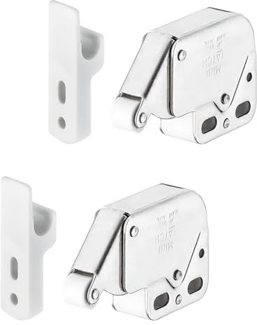 2 Pack Mini Latch Automatic Spring Catch for Unsprung Hinge Cabinets, Nickel Plated, Silver