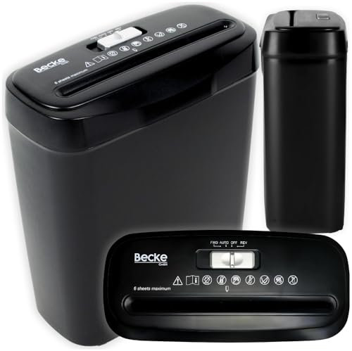 ZOLTA Becke Automatischer Streifen-Büro-Aktenvernichter - Professionell Home Office (Streifenschnitt, Schredder, elektrisch, 6 Blatt Papier, Reißwolf, 10 Liter Papierkorb, Sicherheitsstufe 2 DSGVO)