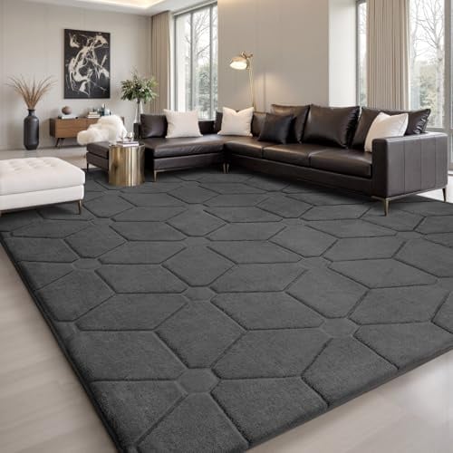 Sour Lemon Groß Teppich Wohnzimmer 240x300cm, Flauschiger Teppiche Grau | Wohnzimmerteppich Teppich Schlafzimmer Waschbarer Carpet Gegend Kurzflor Flauschig Rutschmatte Kinderzimmer Teppiche